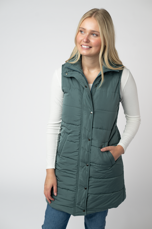 IN STOCK Harlow Long Vest - Teal by Michelle Mae