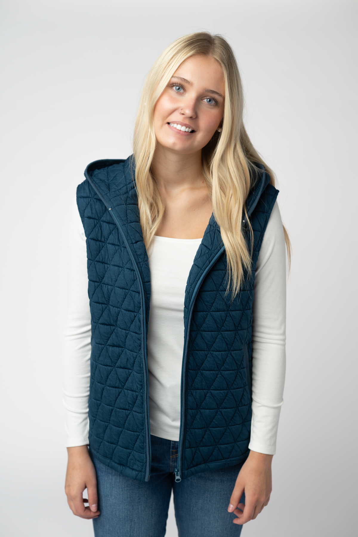 IN STOCK Heather Geometric Hooded Vest - Teal by Michelle Mae