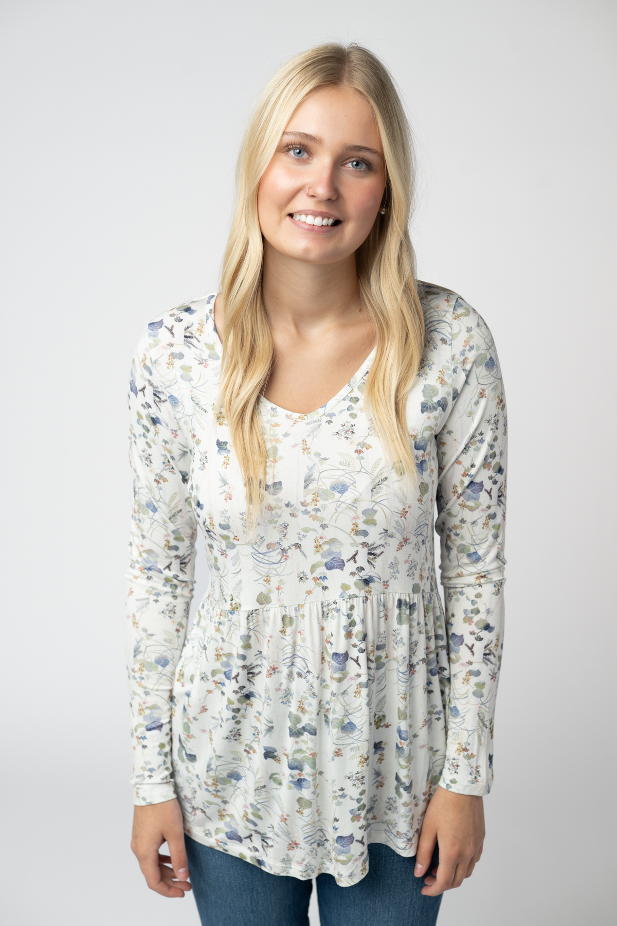 IN STOCK Long Sleeve Sarah Ruffle Top - Olive Meadow by Michelle Mae