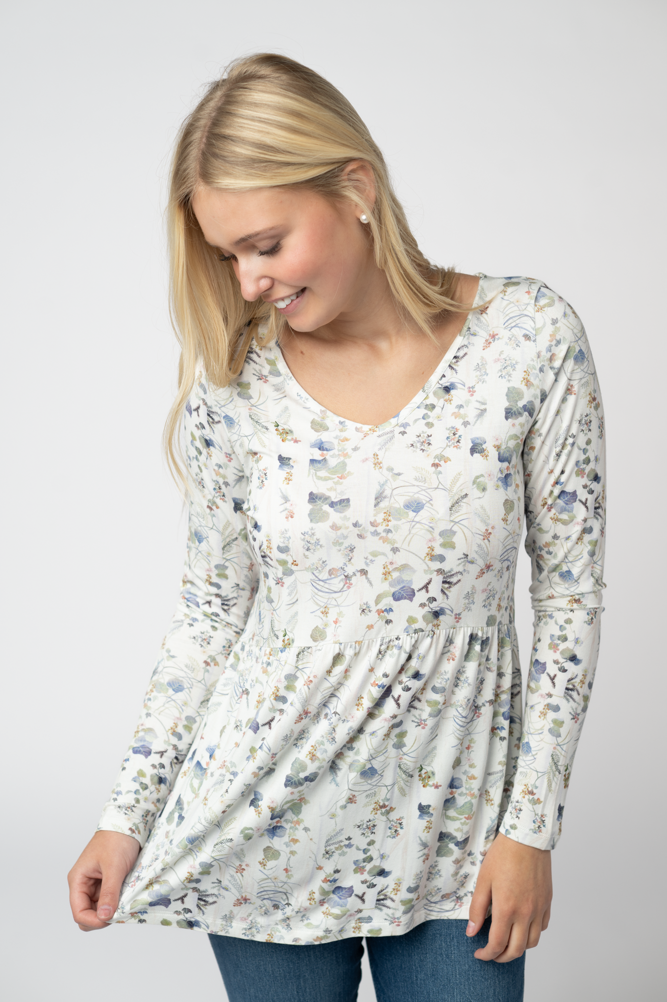 IN STOCK Long Sleeve Sarah Ruffle Top - Olive Meadow by Michelle Mae