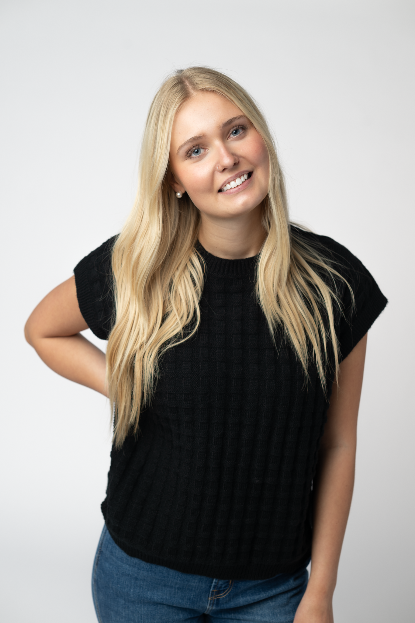 New Kelly Cozy Knitted Sweater Top For Women In Black