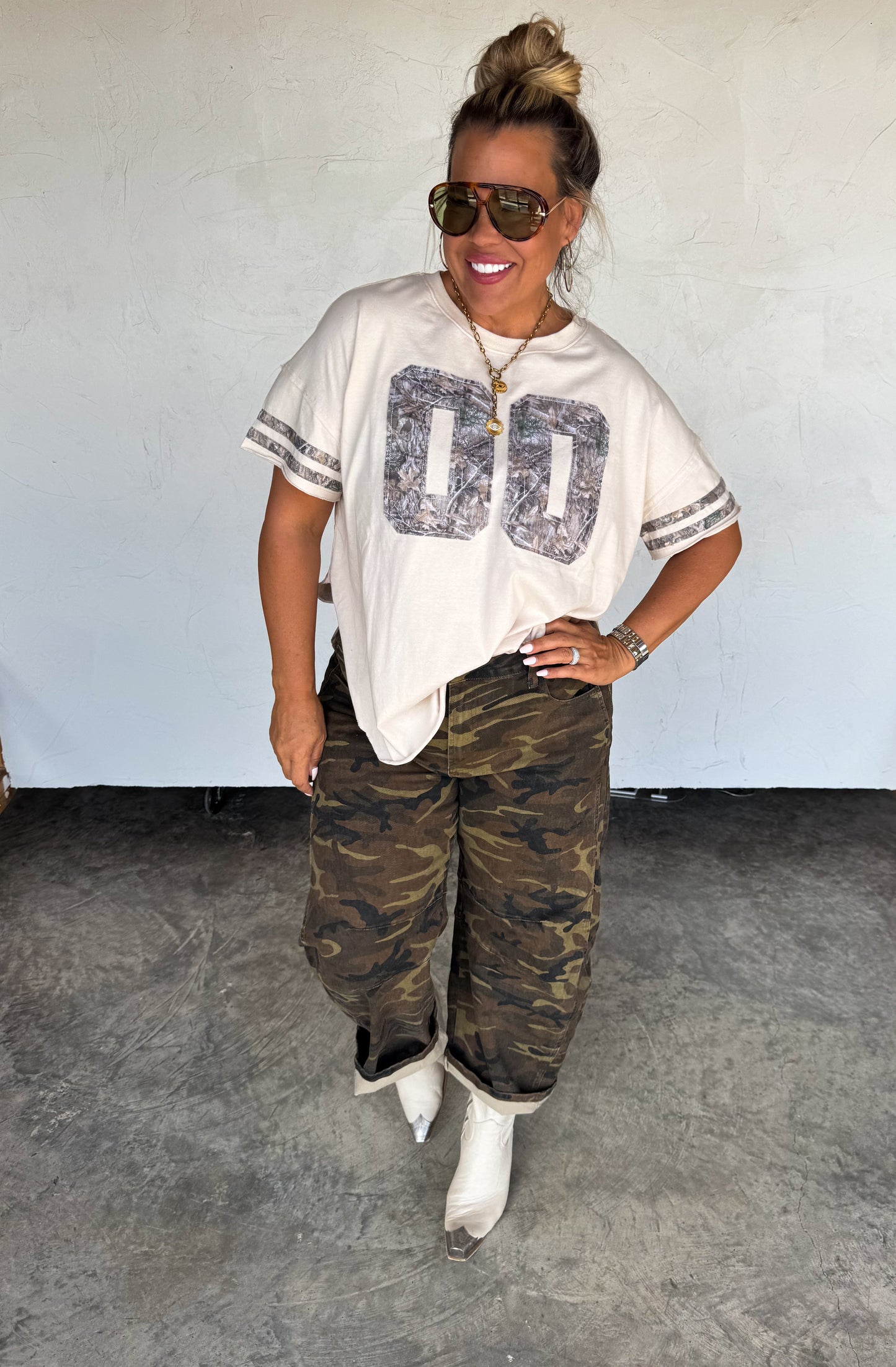 BEX CAMO BARREL JEANS