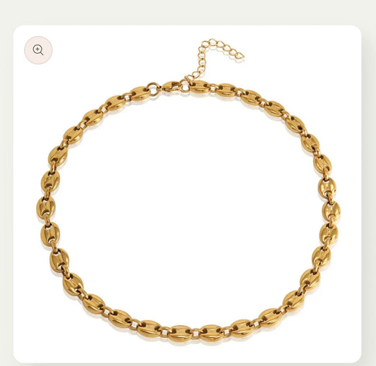 Coffee Bean Water-resistant 18k Gold-plated Necklace by Knitted Grace Boutique