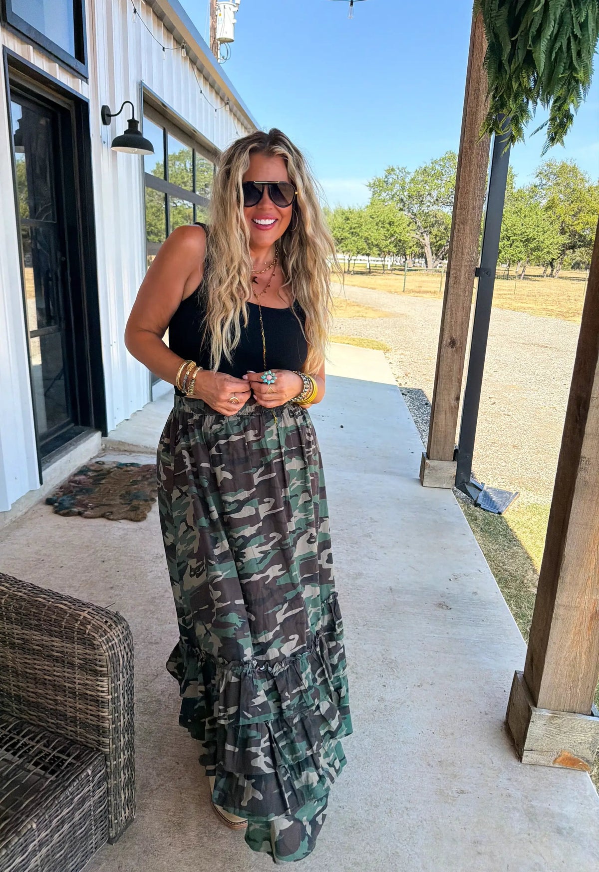 PREORDER- HIDDEN GEM CAMO MAXI SKIRT by BLAKELEY