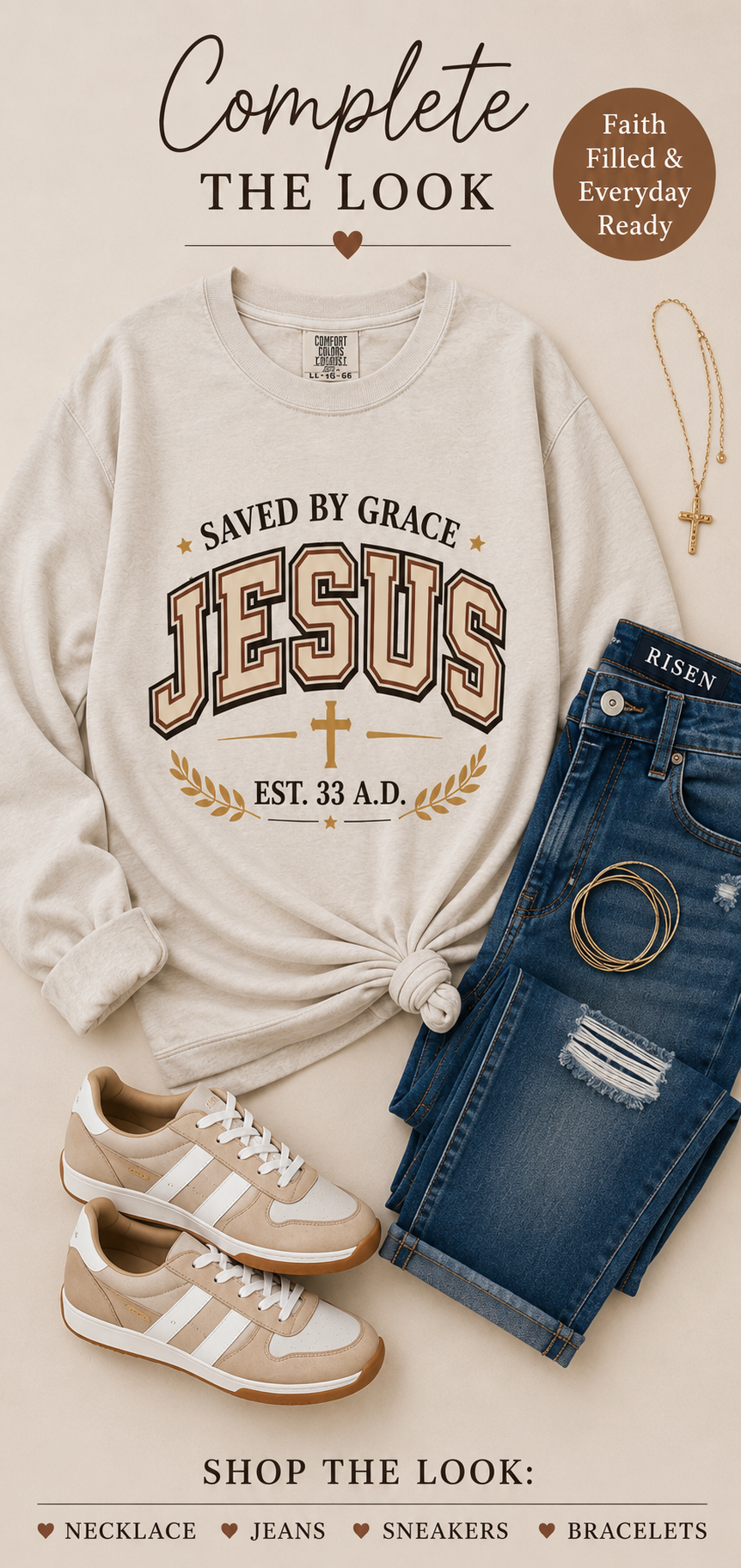 Vintage Women's Christian Long Sleeve Shirt Saved By Grace Jesus Faith by Knitted Grace