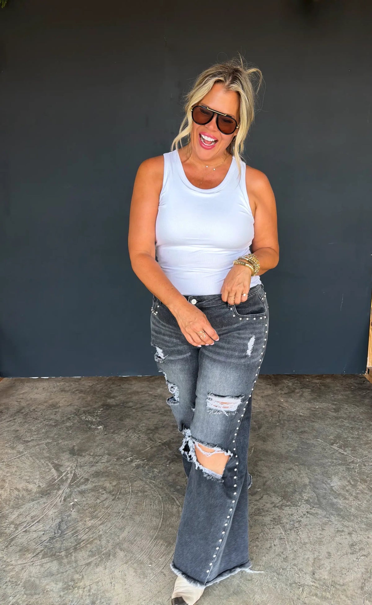 PREORDER- OFF THE GRID STUDDED JEANS by BLAKELEY