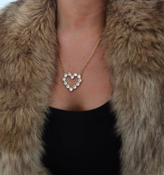 LARGE DIAMOND HEART NECKLACE ￼ by Chansuttpearls
