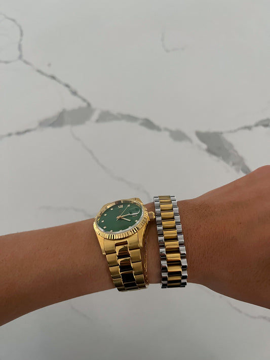 XL TWO TONED WATCH BAND BRACELET by Chansuttpearls