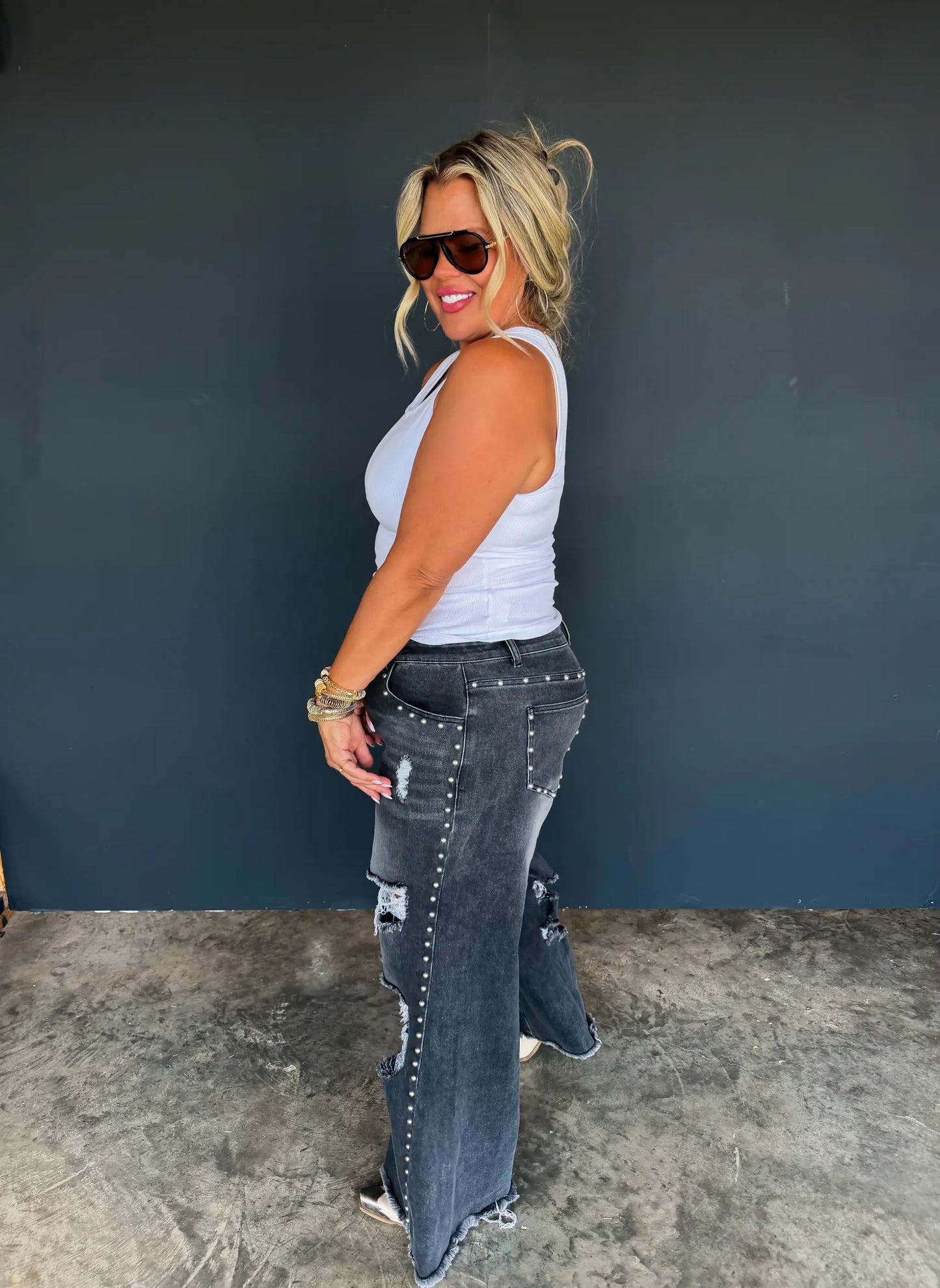PREORDER- OFF THE GRID STUDDED JEANS by BLAKELEY