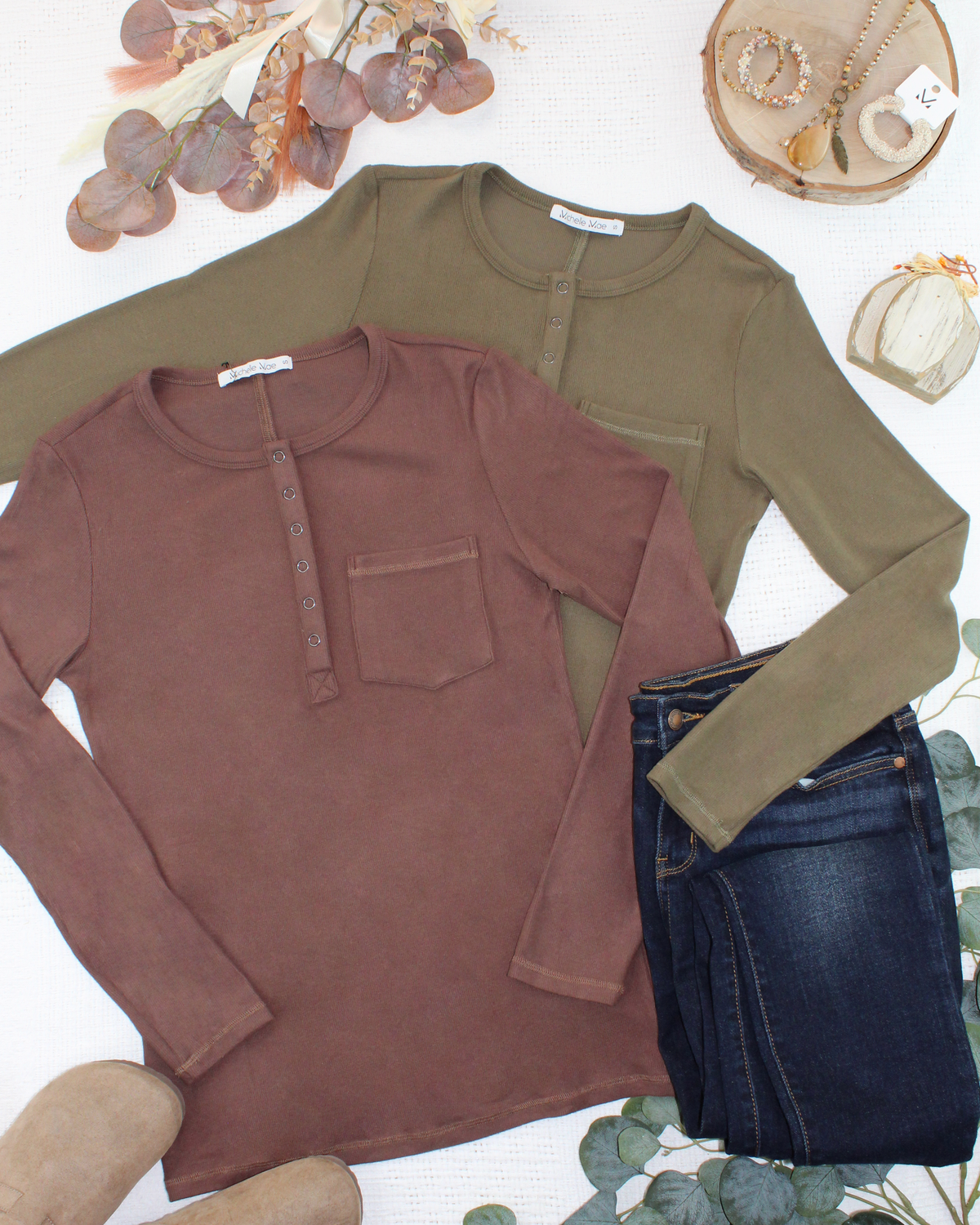 IN STOCK Georgia Long Sleeve Top - Olive by Michelle Mae
