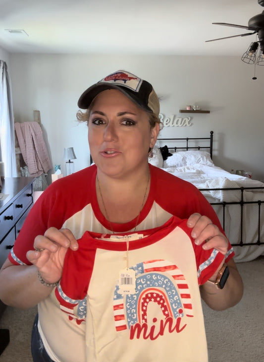 Mama Patriotic Rainbow Tee by Knitted Grace Boutique