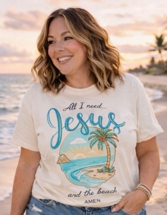 All I Need Is Jesus & The Beach Tee by Knitted Grace