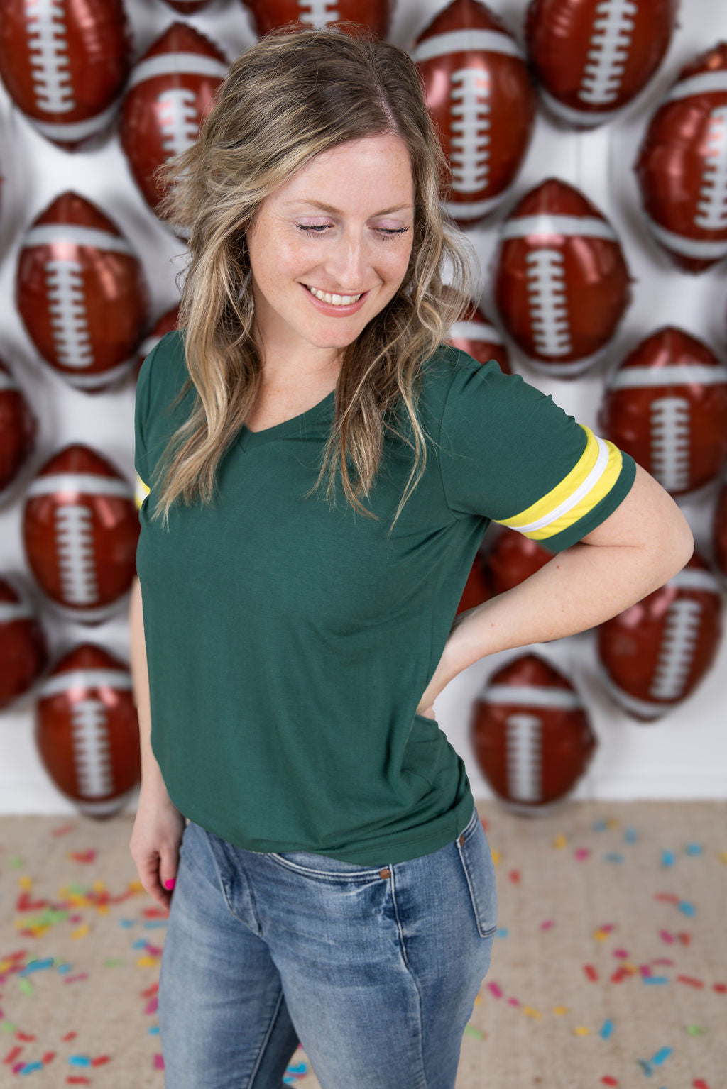 IN STOCK GameDay Tessa Short Sleeve Top - Green Bay FINAL SALE