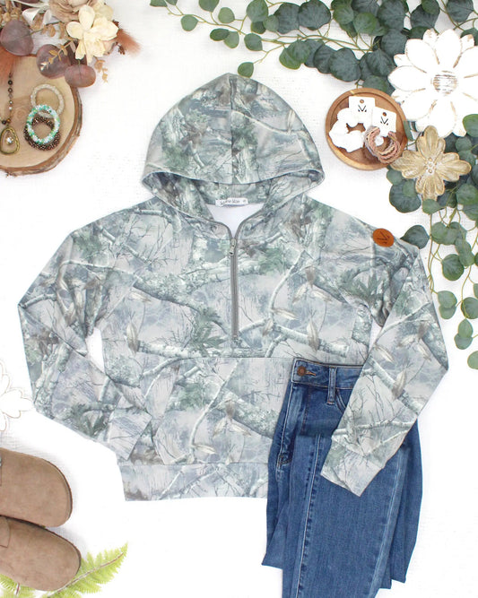 Shorter Halfzip Hoodie - Camo by Michelle Mae