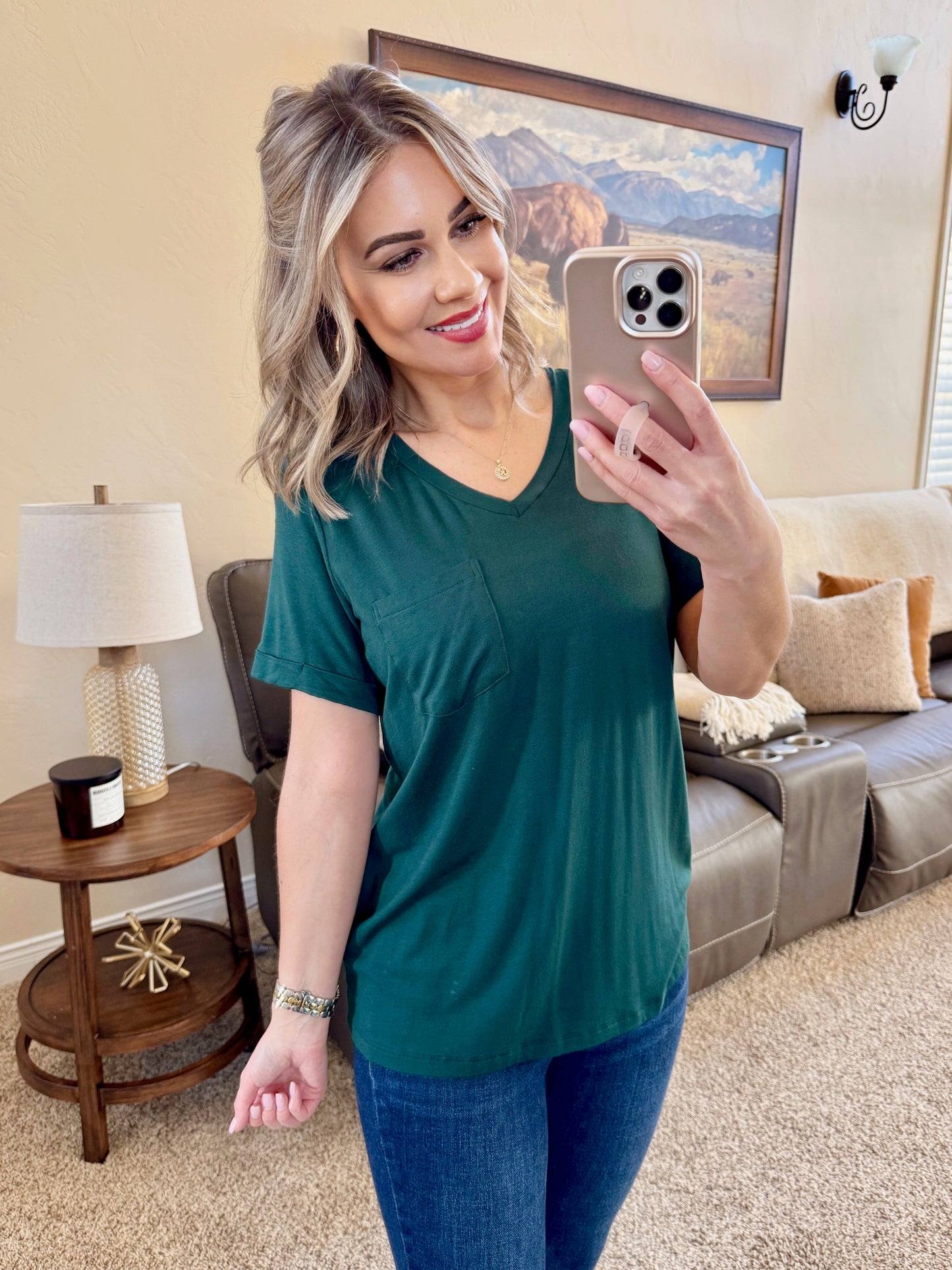 IN STOCK Sophie Pocket Tee - Hunter Green FINAL SALE