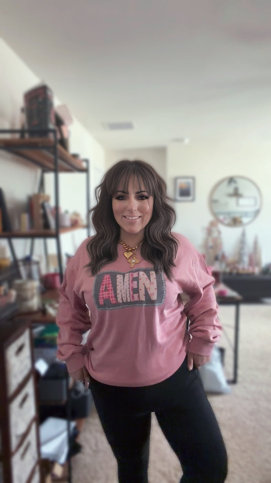 Amen Vintage Wash Pullover in Dusty Pink