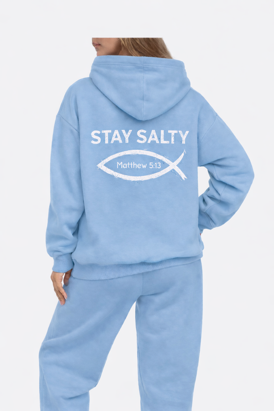 Ladies' Light Blue Ligthweight Two-Piece Lounge Set (with or without print)