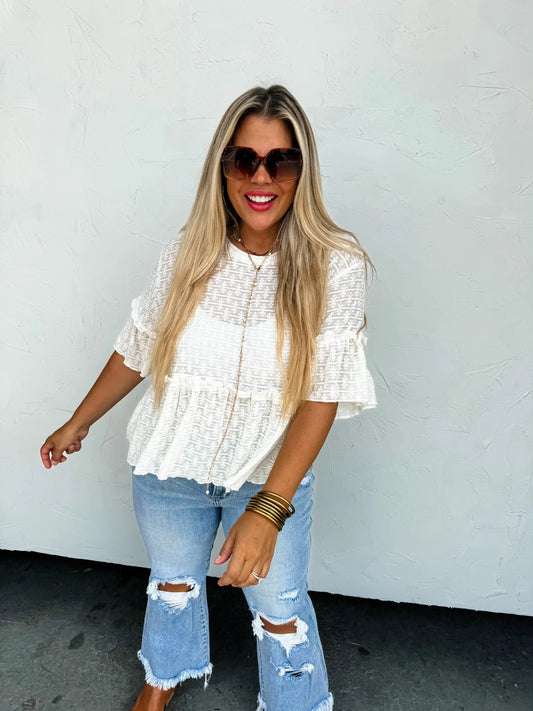 Maggie Lace Babydoll Top by BLAKELEY Designs by Knitted Grace Boutique