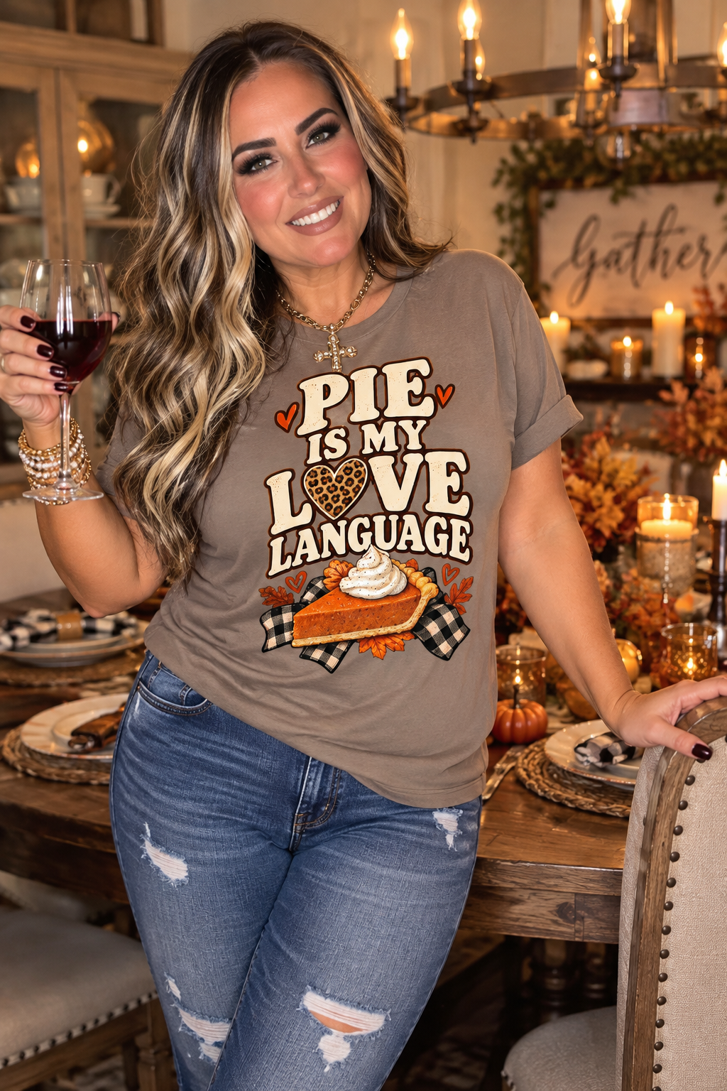 Pie Is My Love Language Thanksgiving Unisex Classic Canvas Tee Shirt by Knitted Grace Boutique