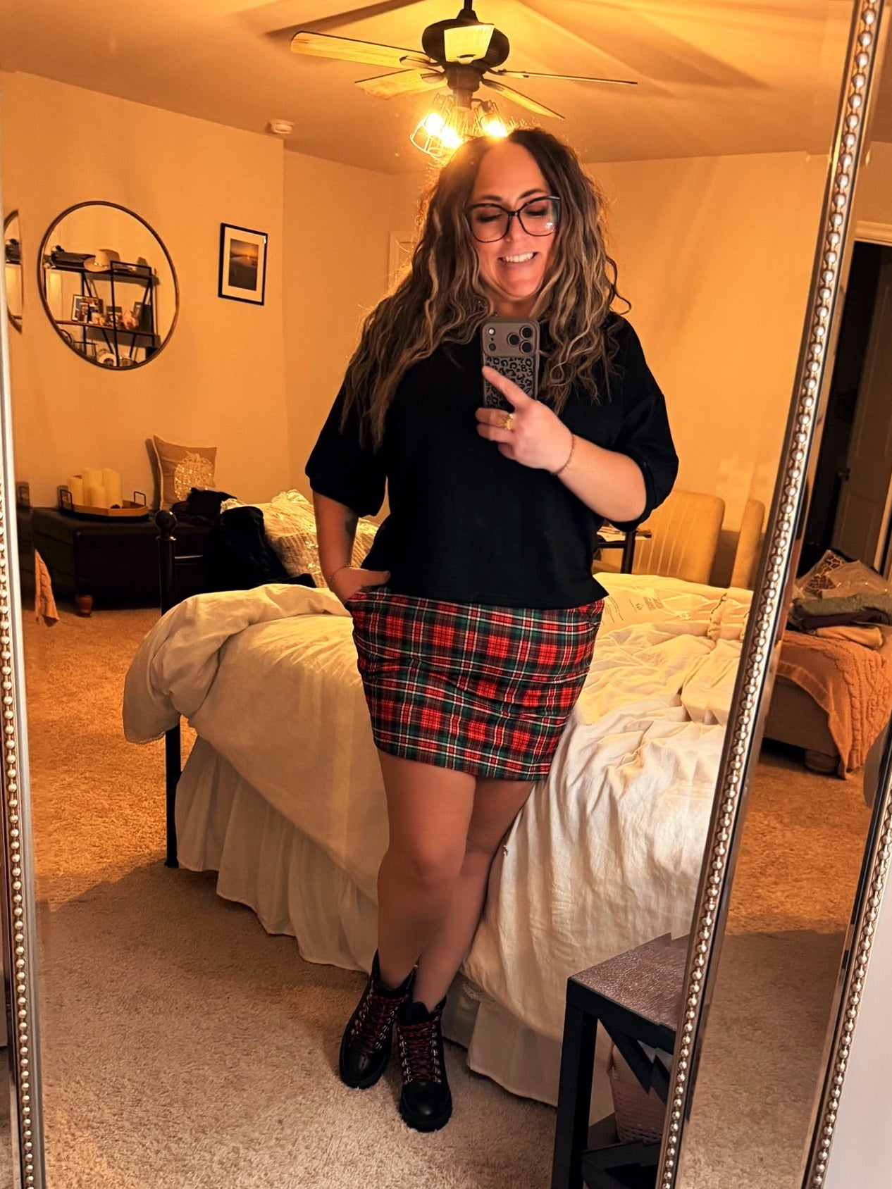 Red Christmas Plaid Skort