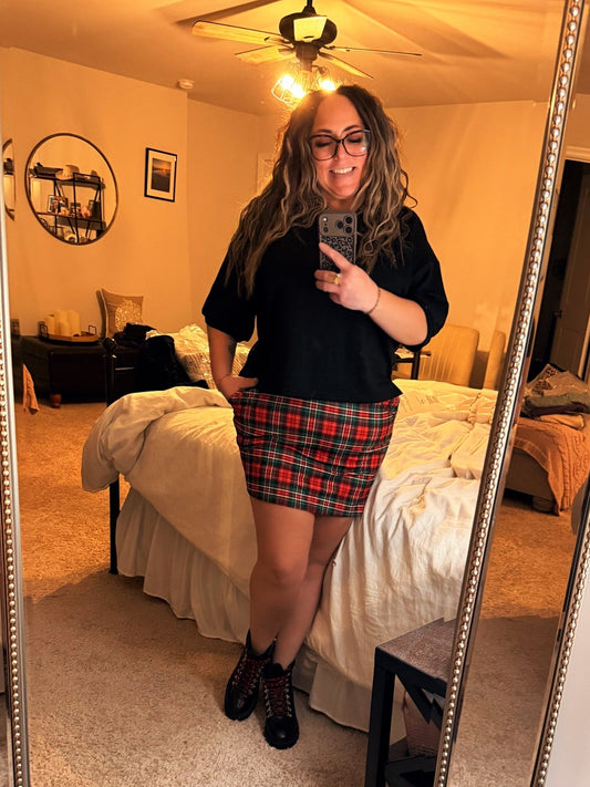 Red Christmas Plaid Skort