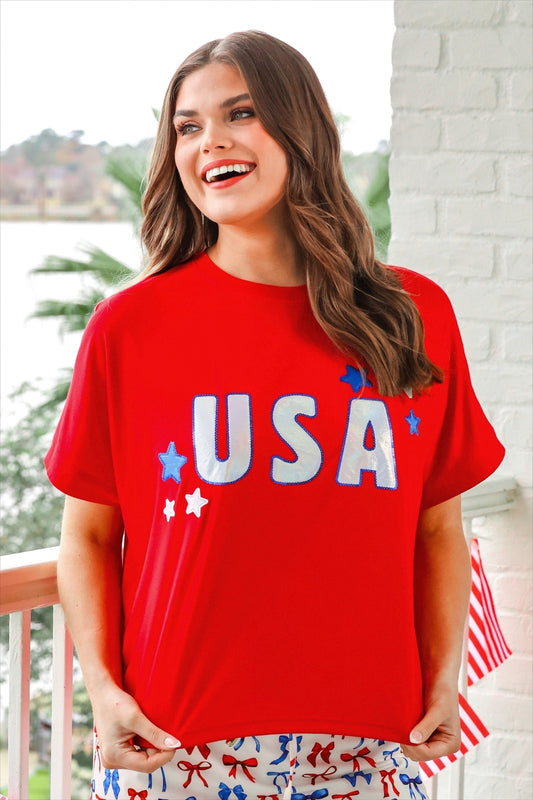 USA Foil Luxe Top by Jess Lea