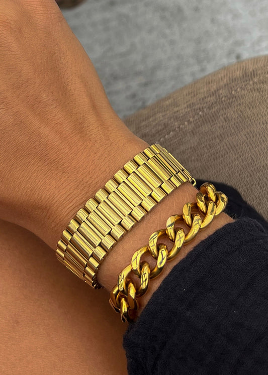 THICK GOLD WATCH BAND by Chansuttpearls