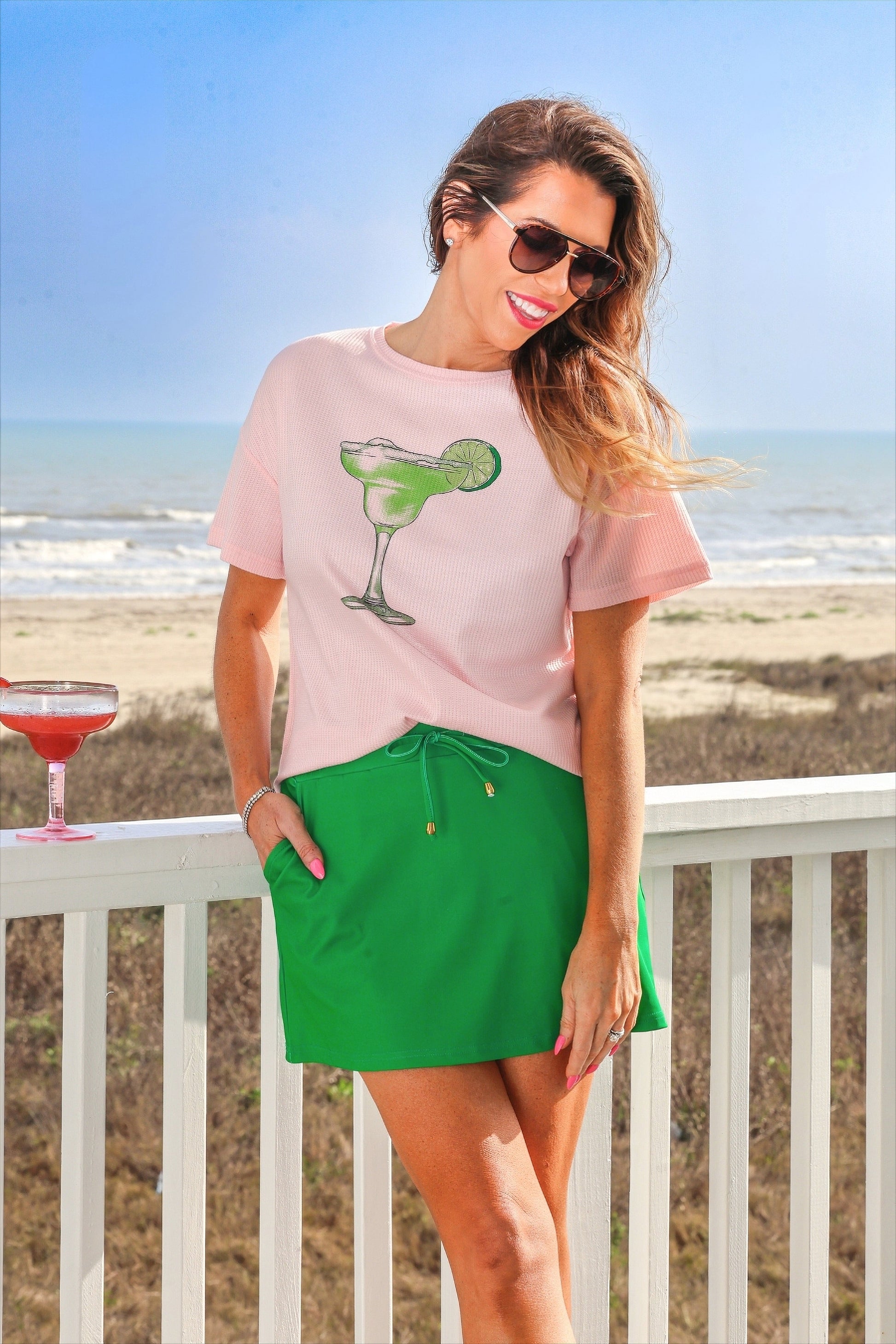 Weekend Waffle Tee- Margarita by Jess Lea