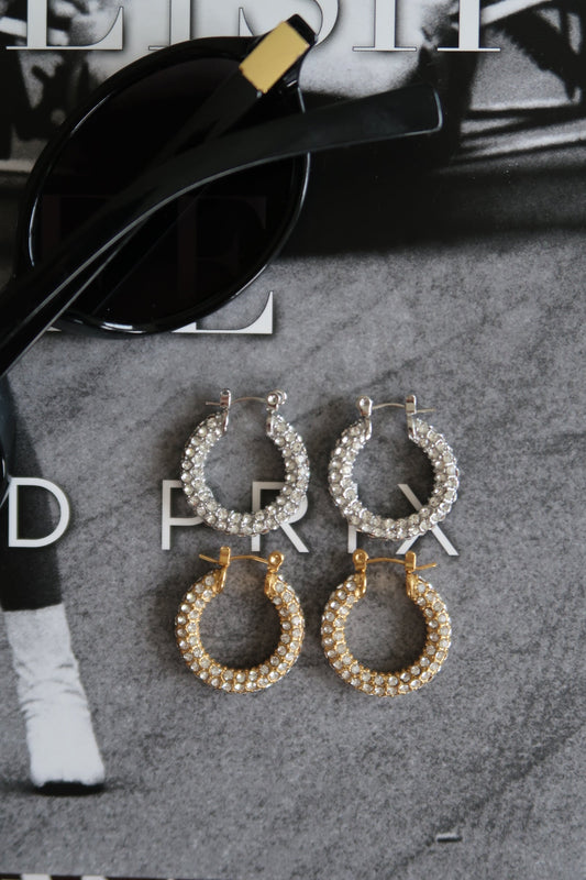 MEDIUM DIAMOND HOOPS by Chansuttpearls