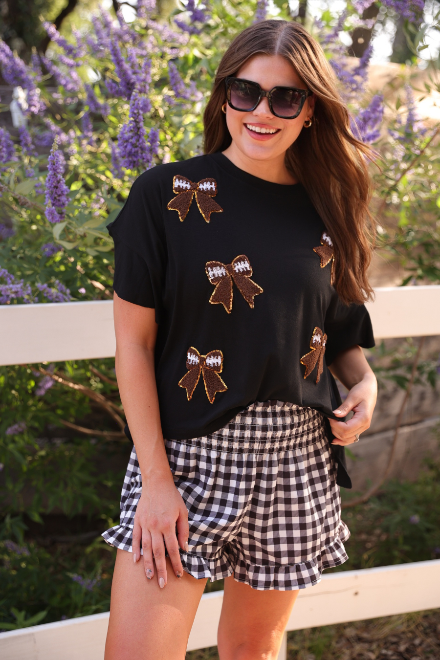 PREORDER- Sideline Sparkle Ruffle Top- Black by Jess Lea