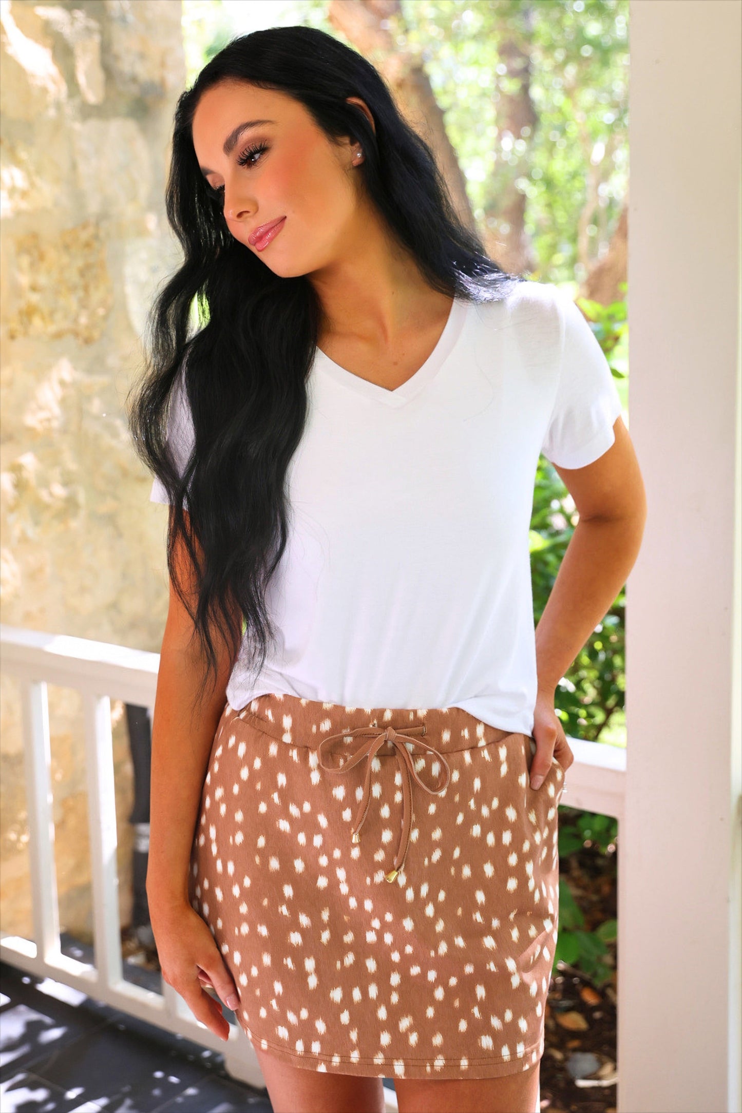 Oh Deer Skort With Fawn Print Built In Shorts And Stretch Waistband