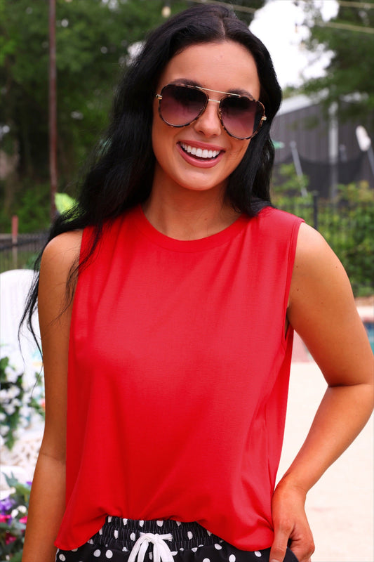 Banks Basic Lettuce Tank- Red by Jess Lea