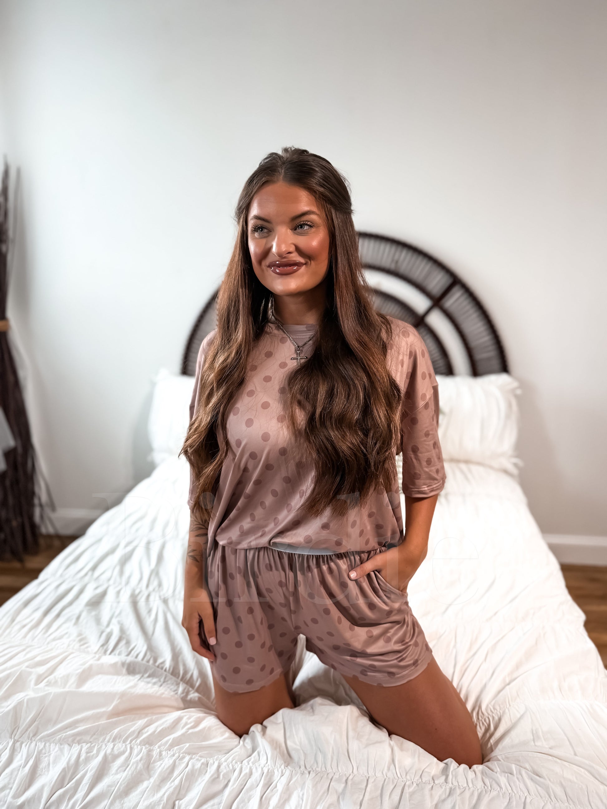 Birdie Tee & Boxer Short Set | Butter Rum Dot by Birdie