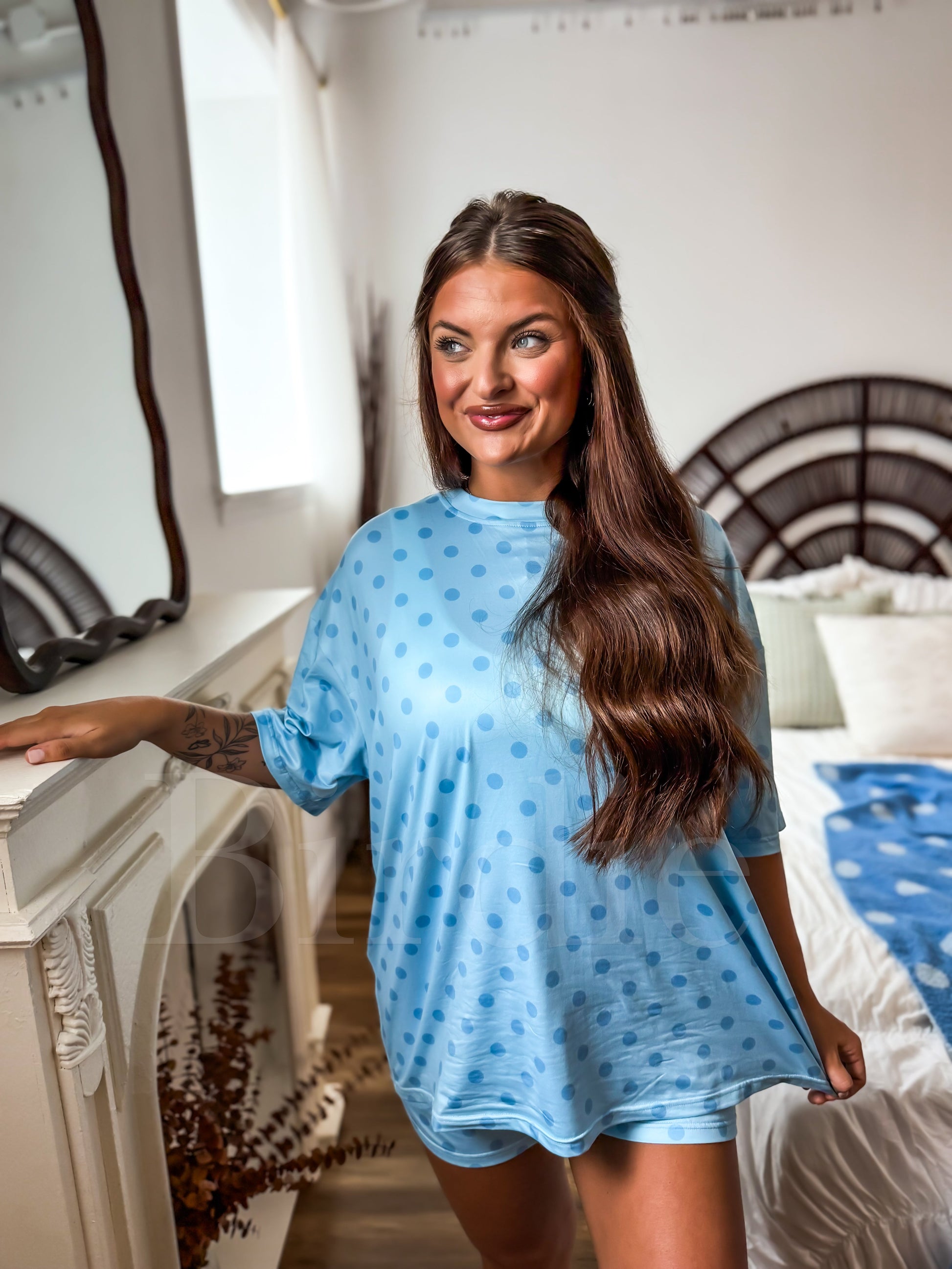 Birdie Tee & Boxer Short Set | Powder Blue Dot by Birdie