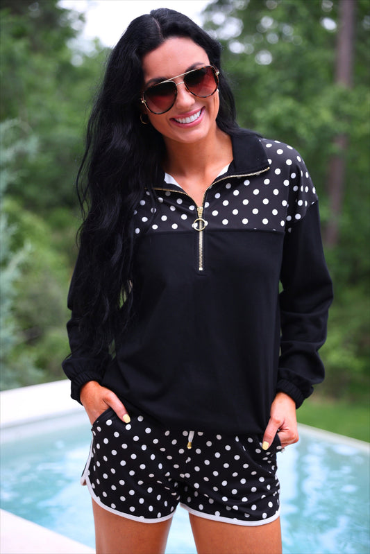 Mia Printed Pullover- After Dark Polka Dot by Jess Lea