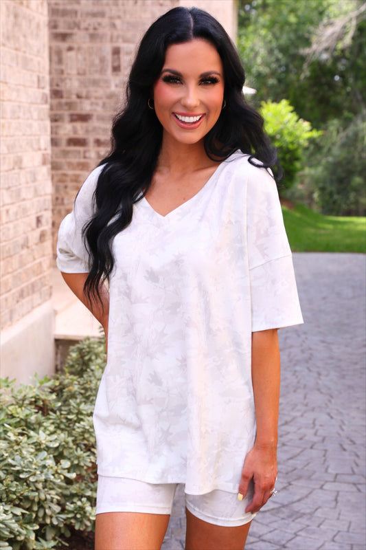 All Day Biker Set- White Chloe Camo by Jess Lea