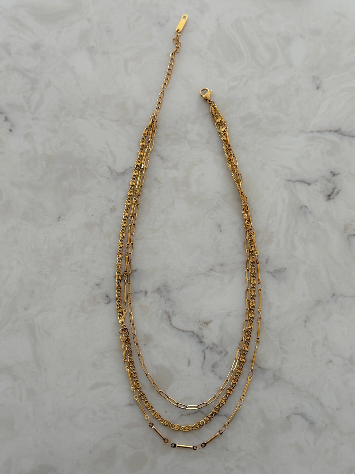 Triple Layered Necklace Water Resistant Lifetime Warranty 16-18 Inches