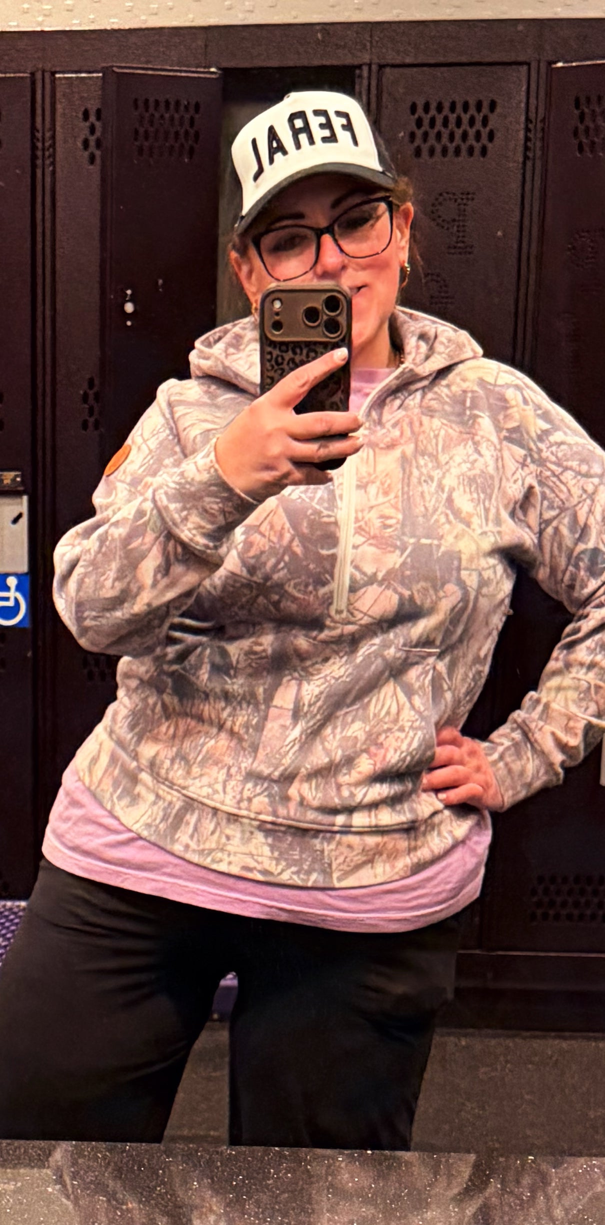 Woodsy Camo Midi-Length Half Zip Pullover