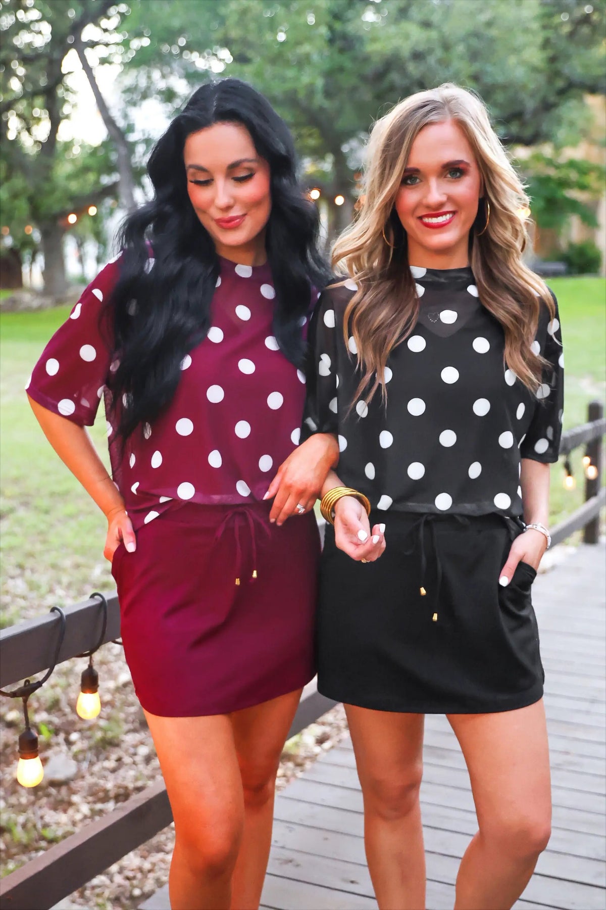 Emma Mesh Tee After Dark Polka Dot Preorder Top Online by Jess Lea