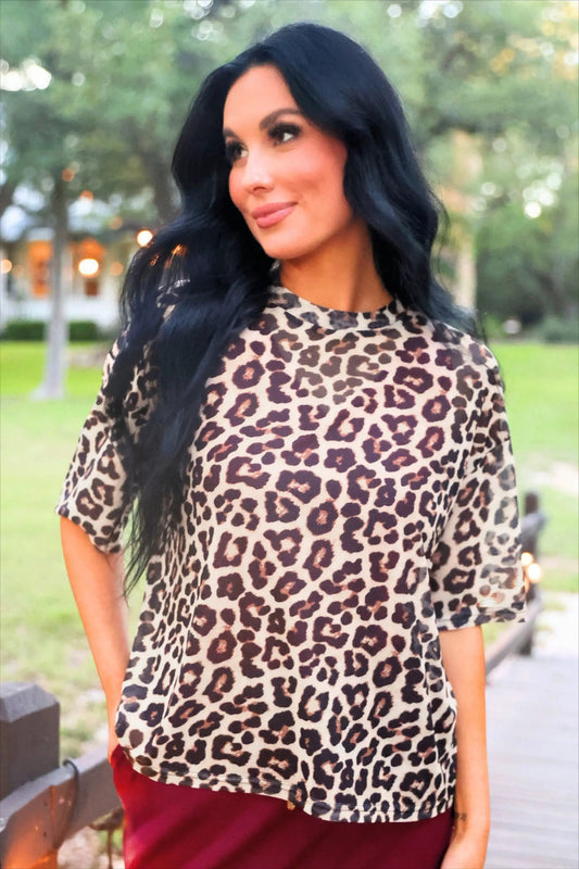 Emma Mesh Tee Leopard Print Safari Chic Preorder Limited Edition by Jess Lea