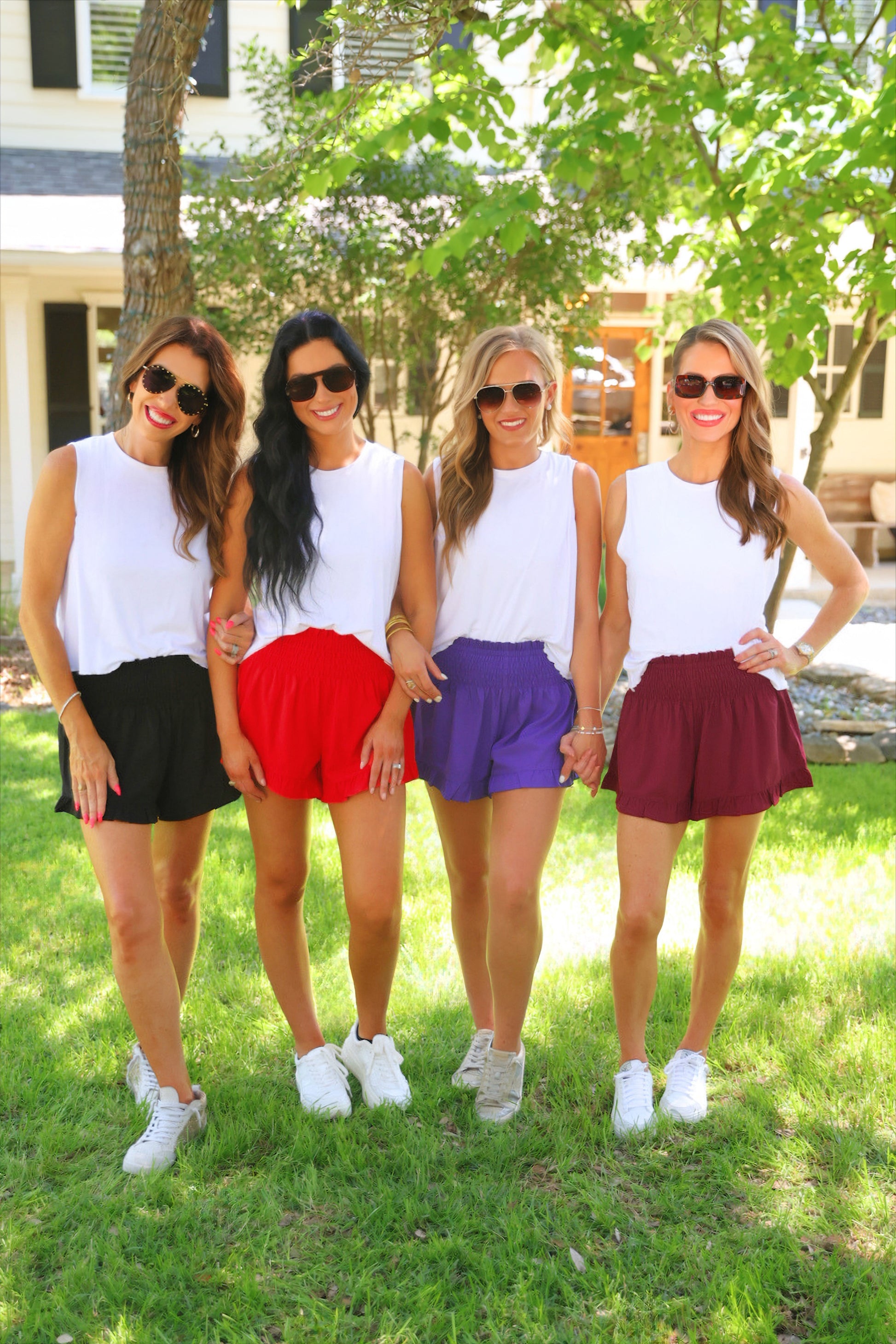 PREORDER- Sunny Strolls High Waisted Shorts- Maroon by Jess Lea