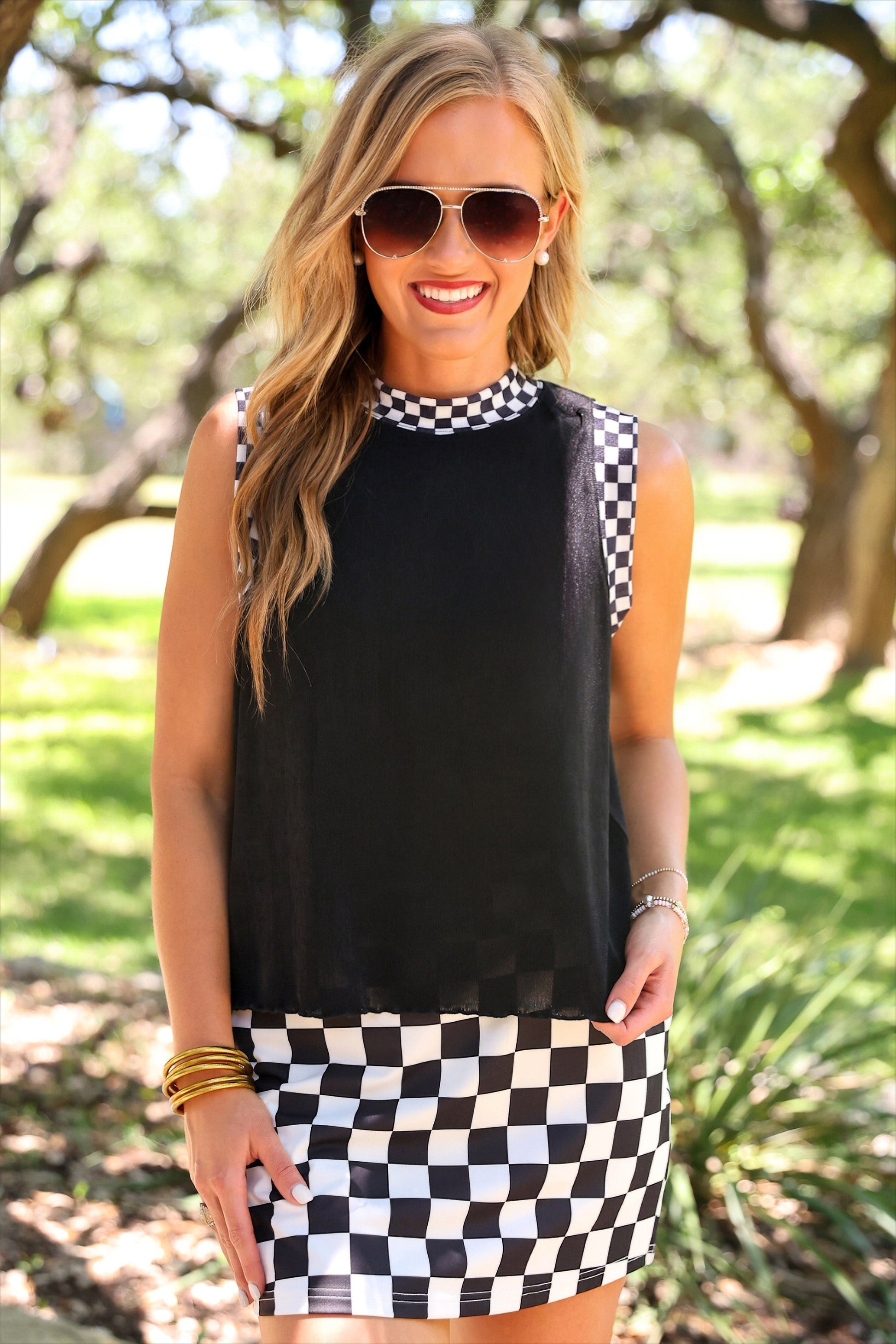 PREORDER- Checkmate Ribbed Tank- Black by Jess Lea