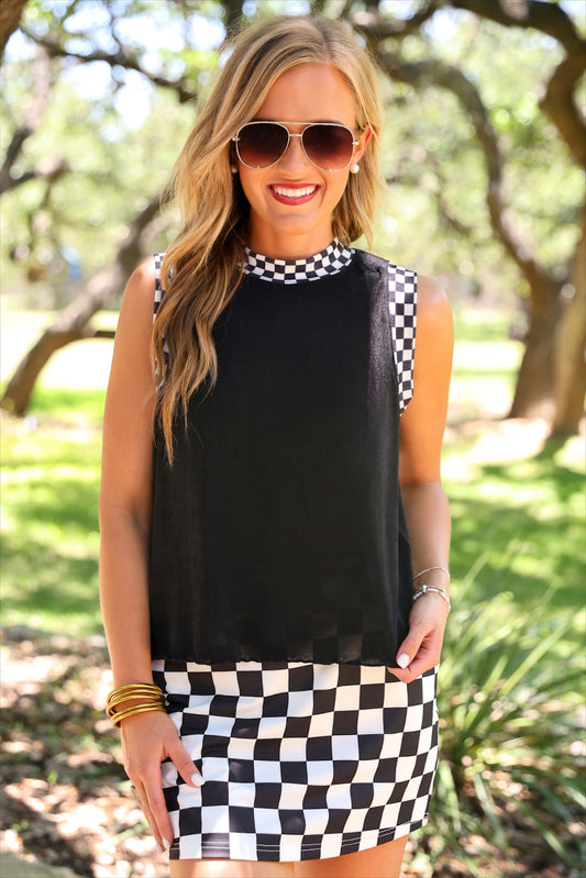 PREORDER- Checkmate Ribbed Tank- Black by Jess Lea
