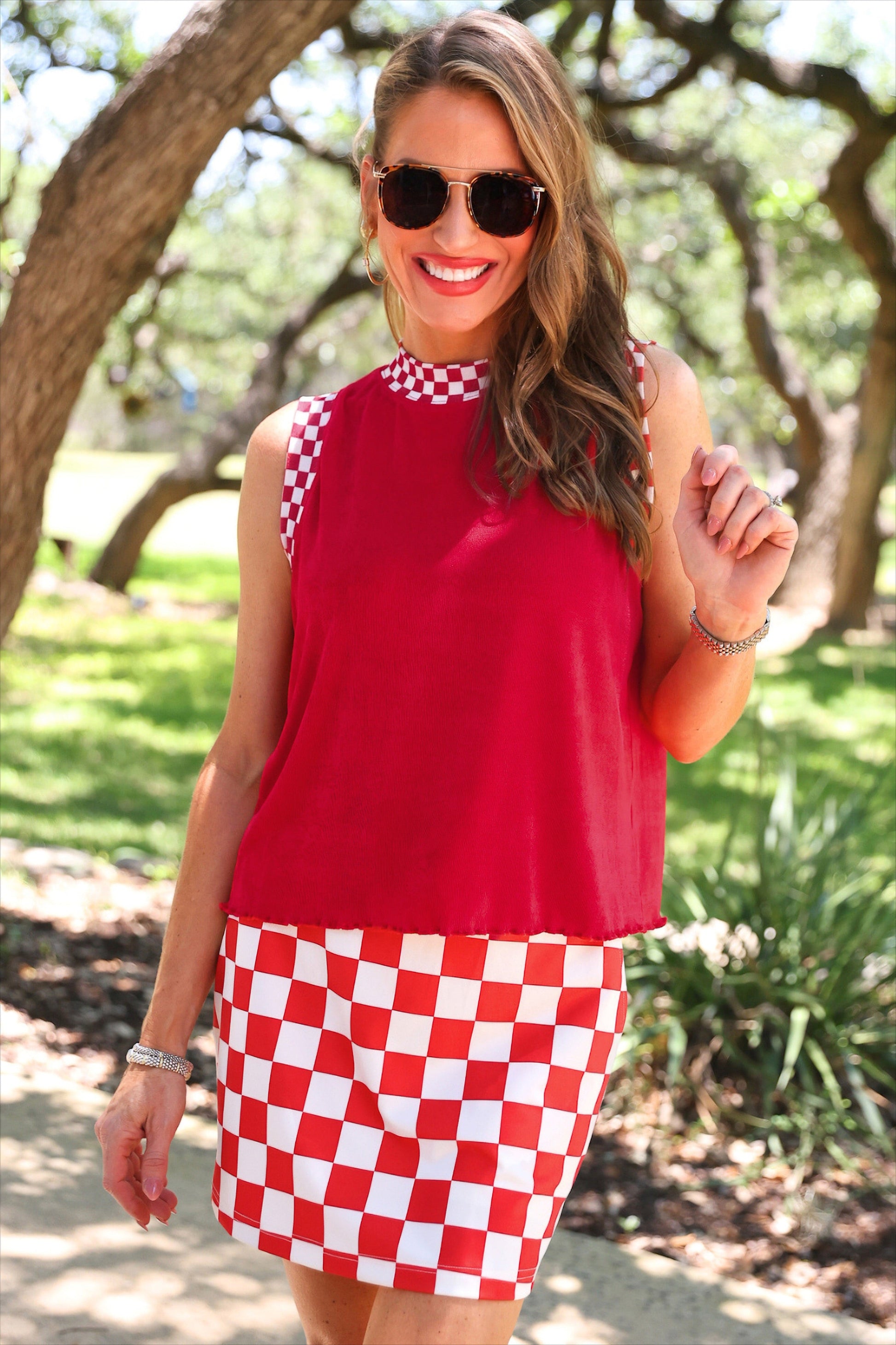 PREORDER- Checkmate Ribbed Tank- Red by Jess Lea