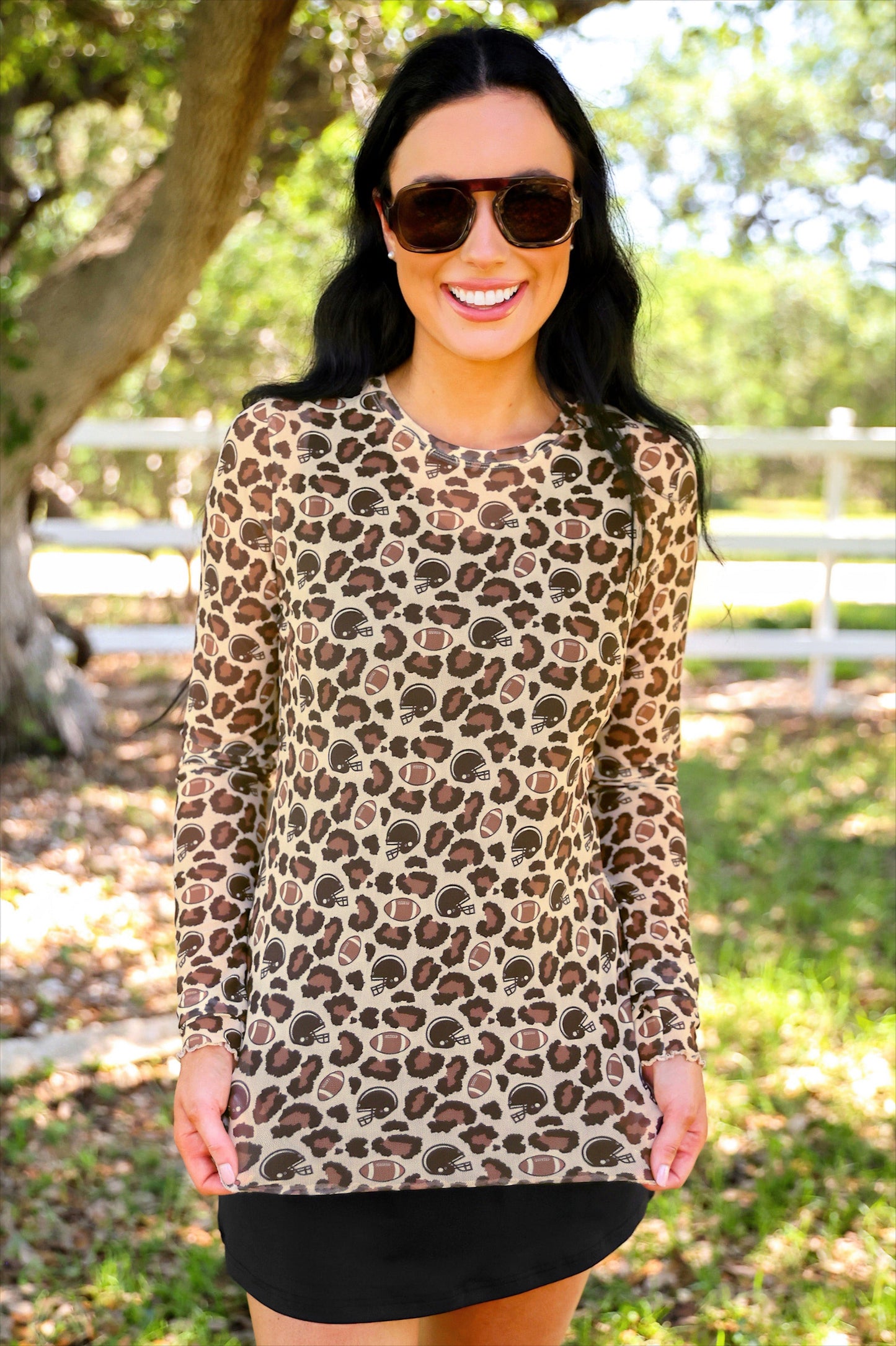 PREORDER- Alyssa Mesh Top- Game Day Leopard by Jess Lea