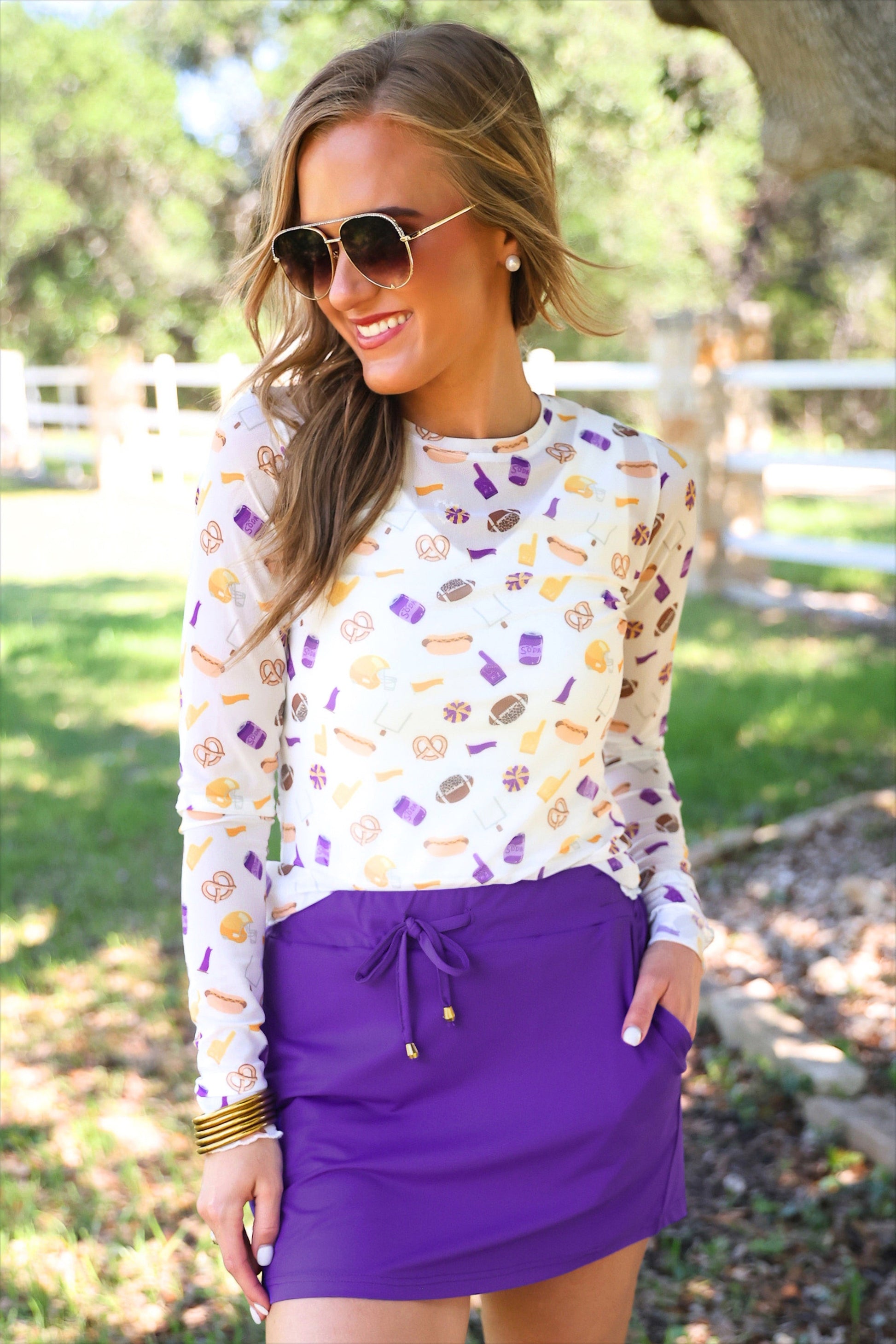 PREORDER- Alyssa Mesh Top- Purple Tailgate by Jess Lea