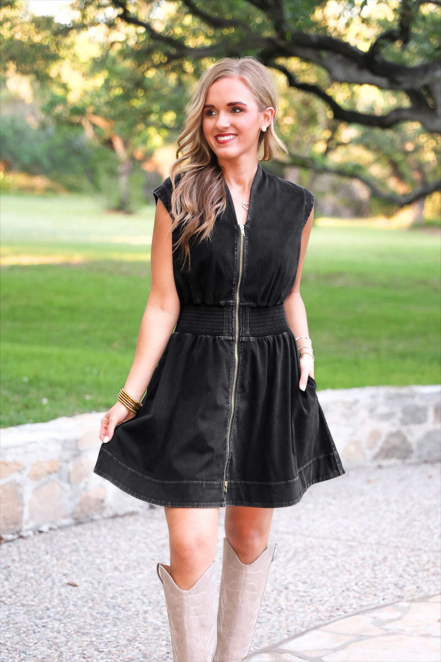 PREORDER- Refined Denim Zipper Dress- Black by Jess Lea