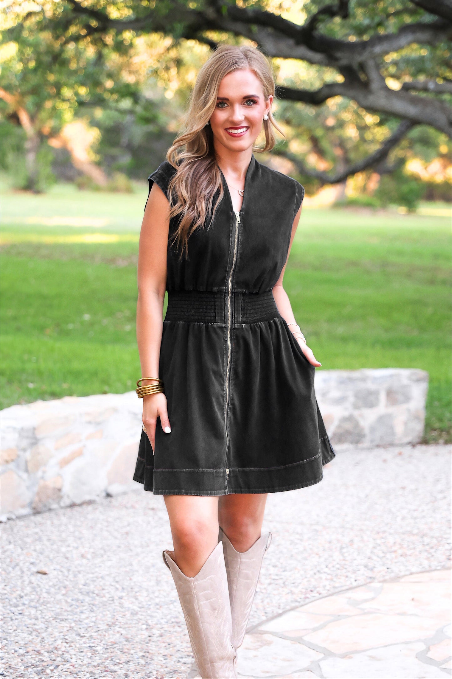 PREORDER- Refined Denim Zipper Dress- Black by Jess Lea