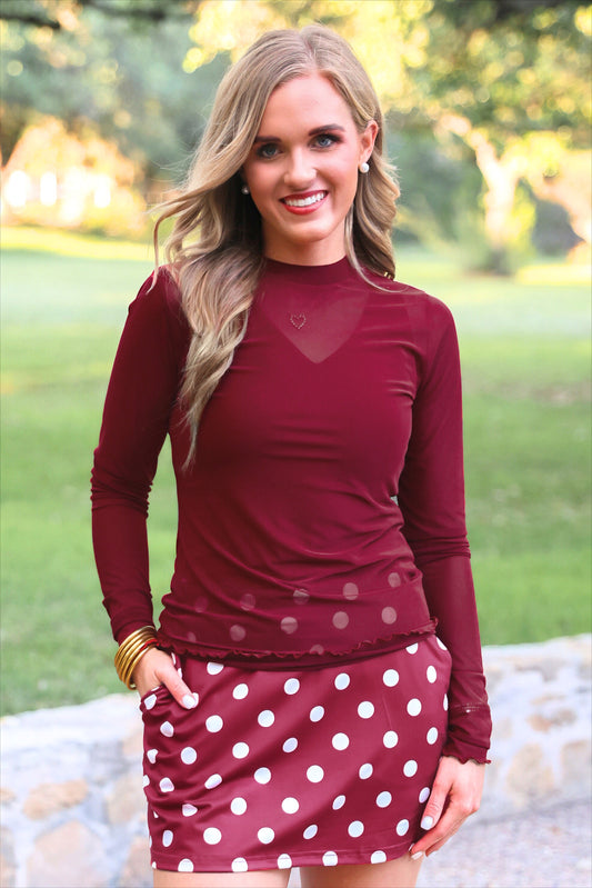 PREORDER- Kate Mesh Top- Burgundy by Jess Lea