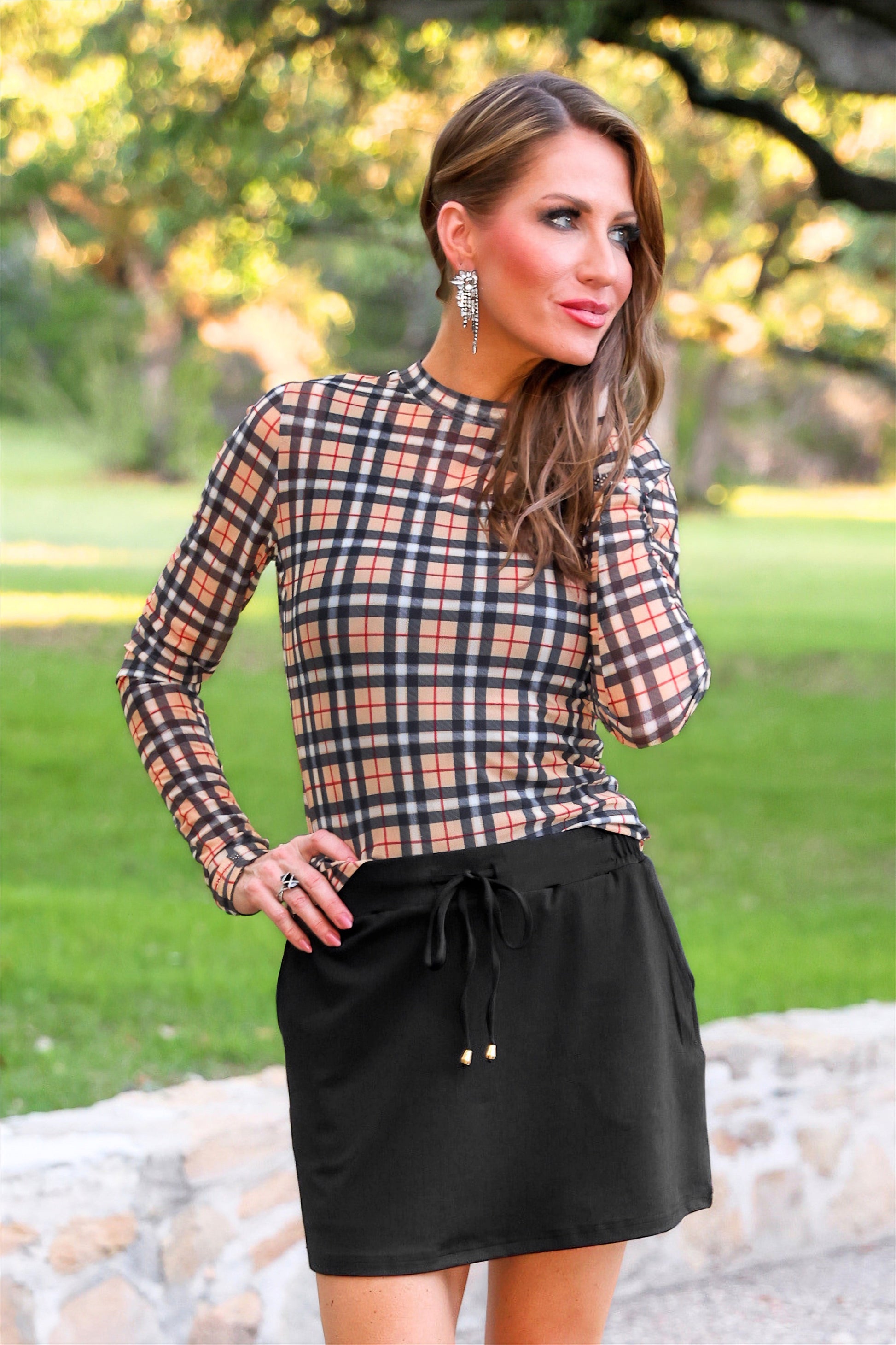 PREORDER- Kate Mesh Top- Nora Plaid by Jess Lea